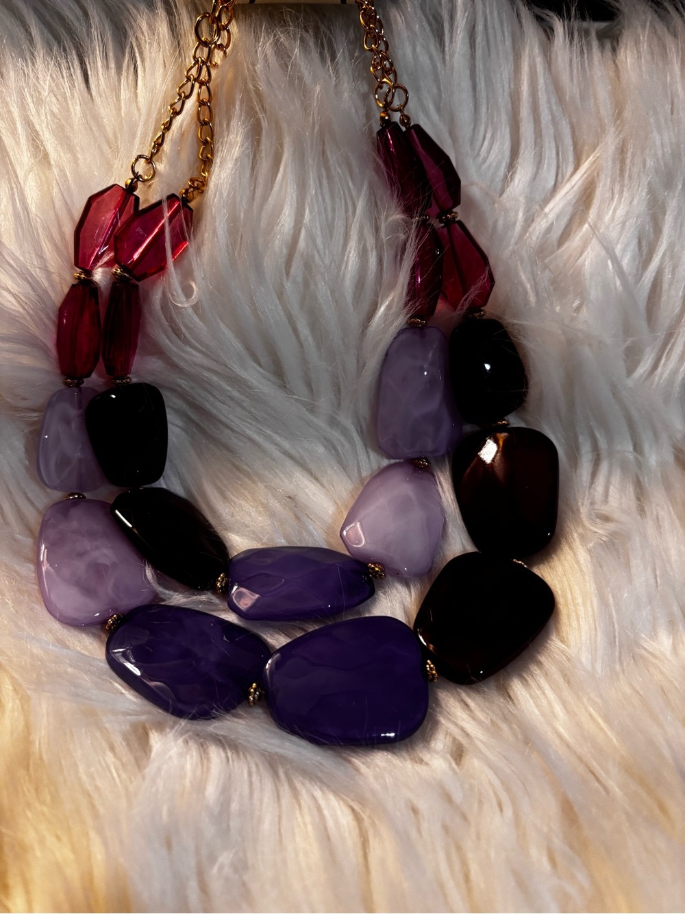 Gold-Chain Purple Statement Necklace